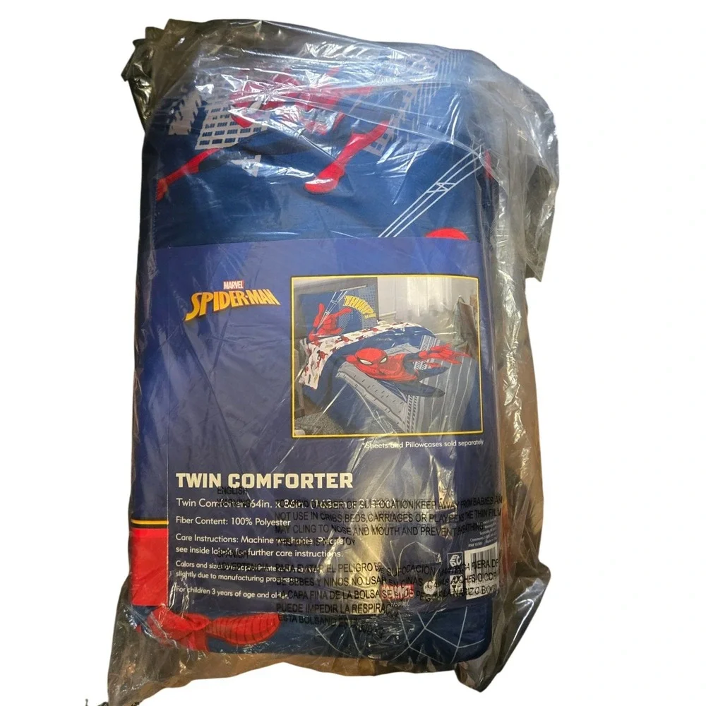 Marvel Spider-Man Twin Comforter Super Soft Blue Red Kids Bedding 64x86
